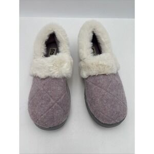 Dearfoams Slippers Women Large 9-10 Lavender Slippers Memory Foam Shoes Faux fur